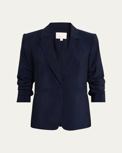 Cinq À Sept Tumbled Woven Khloe Blazer In Navy