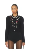 Cinq À Sept Isolde Tumbling-carnation Floral Cardigan In Black