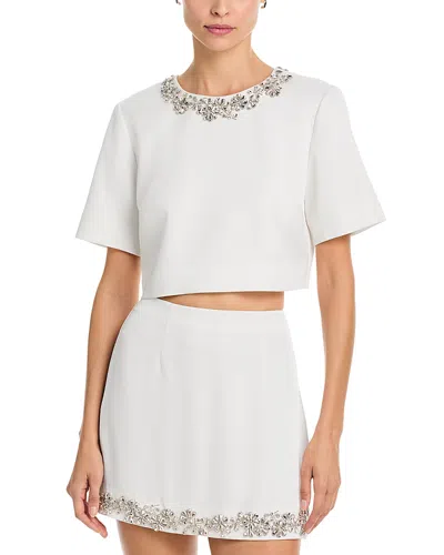 Cinq À Sept Cinq A Sept Tumbling Flowers Crop Top In White