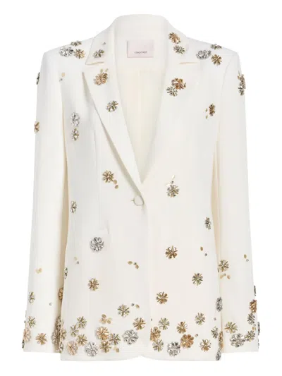 Cinq À Sept Tumbling Flowers Karlie Blazer In White