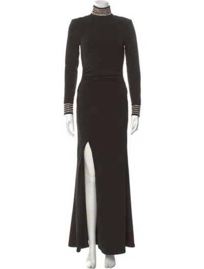 Pre-owned Cinq À Sept Turtleneck Long Dress In Green