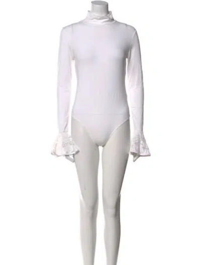 Pre-owned Cinq À Sept Turtleneck Long Sleeve Bodysuit In Neutral