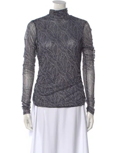 Pre-owned Cinq À Sept Turtleneck Long Sleeve Sweatshirt In Blue