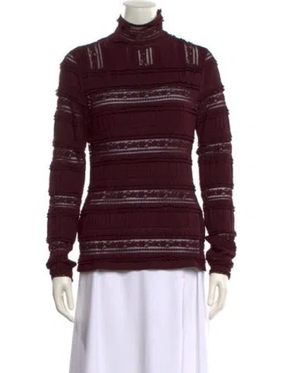 Pre-owned Cinq À Sept Turtleneck Long Sleeve Sweatshirt W/ Tags In Burgundy
