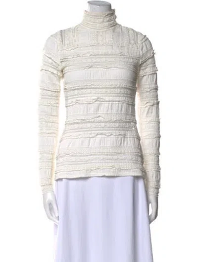 Pre-owned Cinq À Sept Turtleneck Long Sleeve Sweatshirt In White