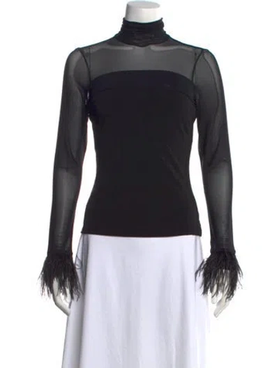 Pre-owned Cinq À Sept Turtleneck Long Sleeve Top W/ Tags In Black