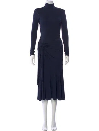 Pre-owned Cinq À Sept Turtleneck Midi Length Dress In Blue