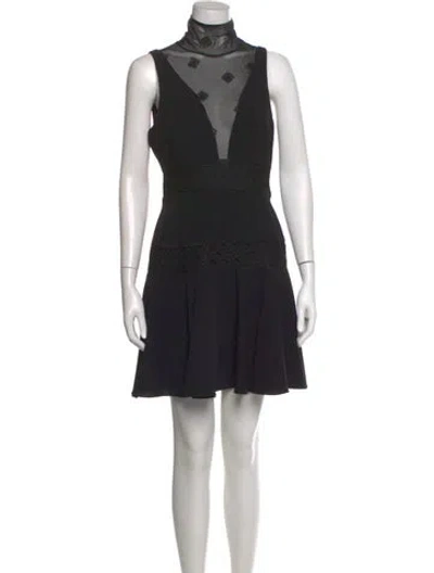 Pre-owned Cinq À Sept Turtleneck Mini Dress In Black