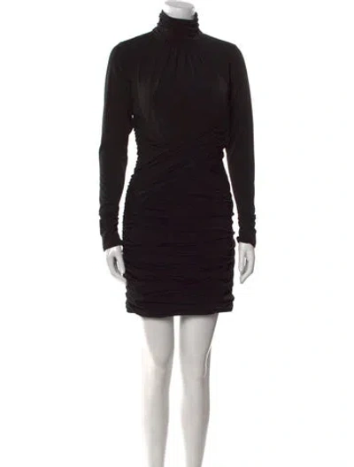 Pre-owned Cinq À Sept Turtleneck Mini Dress In Black