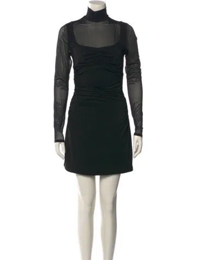 Pre-owned Cinq À Sept Turtleneck Mini Dress In Black