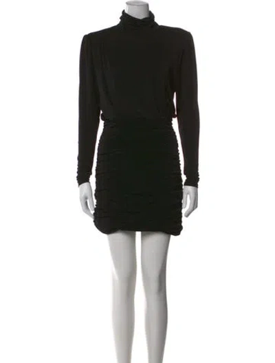 Pre-owned Cinq À Sept Turtleneck Mini Dress In Black