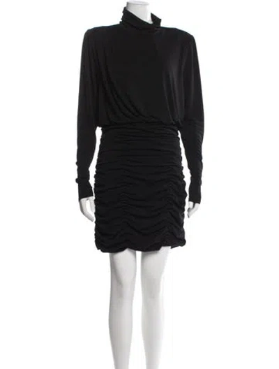 Pre-owned Cinq À Sept Turtleneck Mini Dress In Black