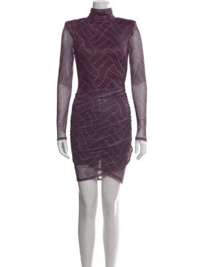Pre-owned Cinq À Sept Turtleneck Mini Dress In Purple