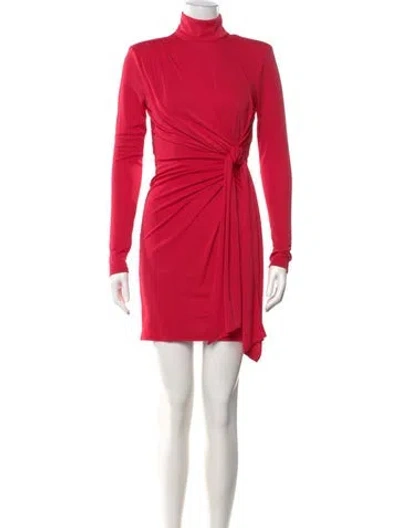 Pre-owned Cinq À Sept Turtleneck Mini Dress In Red