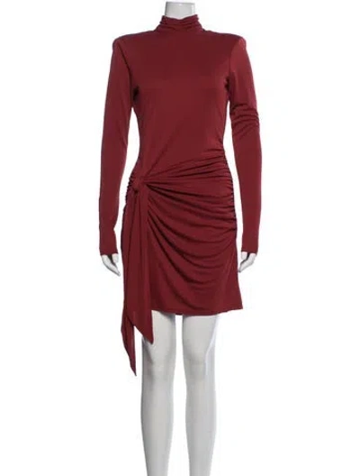 Pre-owned Cinq À Sept Turtleneck Mini Dress In Red