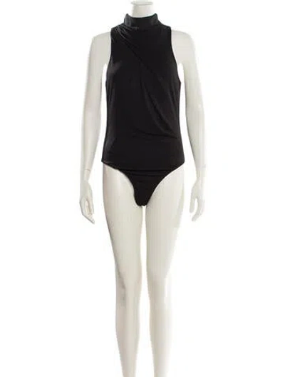 Pre-owned Cinq À Sept Turtleneck Sleeveless Bodysuit In Black