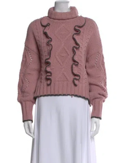 Pre-owned Cinq À Sept Turtleneck Sweater In Pink
