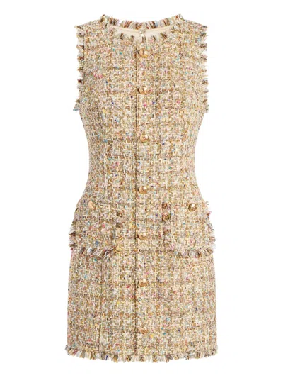 Cinq À Sept Tweed Fringed Mini Day Dress In Brown