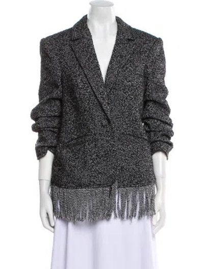 Pre-owned Cinq À Sept Tweed Pattern Blazer In Black