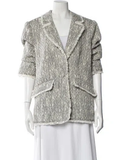 Pre-owned Cinq À Sept Tweed Pattern Blazer In Black