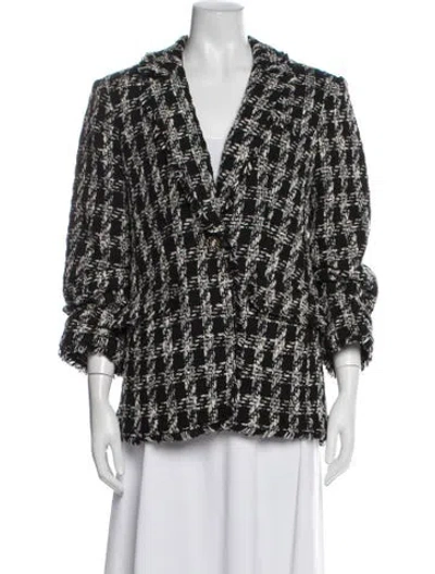 Pre-owned Cinq À Sept Tweed Pattern Blazer In Black