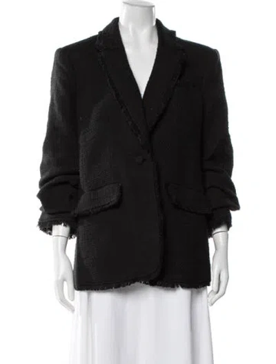Pre-owned Cinq À Sept Tweed Pattern Blazer In Black