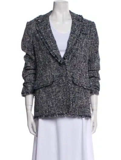 Pre-owned Cinq À Sept Tweed Pattern Blazer In Blue