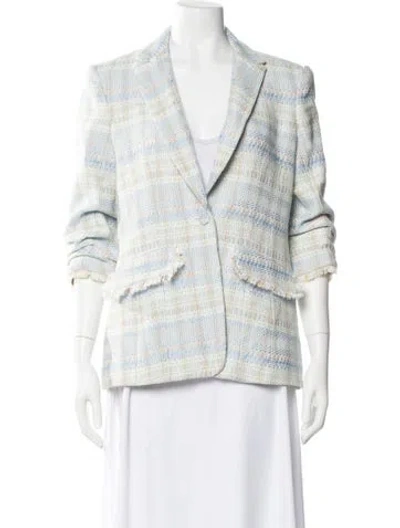 Pre-owned Cinq À Sept Tweed Pattern Blazer In Blue