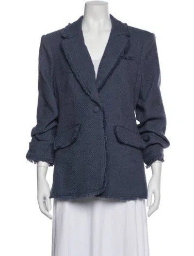 Pre-owned Cinq À Sept Tweed Pattern Blazer In Blue