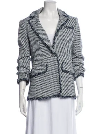 Pre-owned Cinq À Sept Tweed Pattern Blazer In Blue