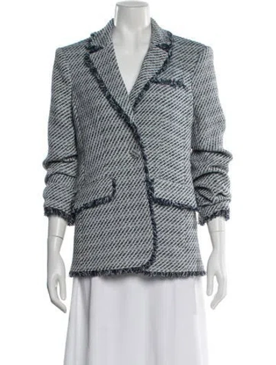 Pre-owned Cinq À Sept Tweed Pattern Blazer In Blue