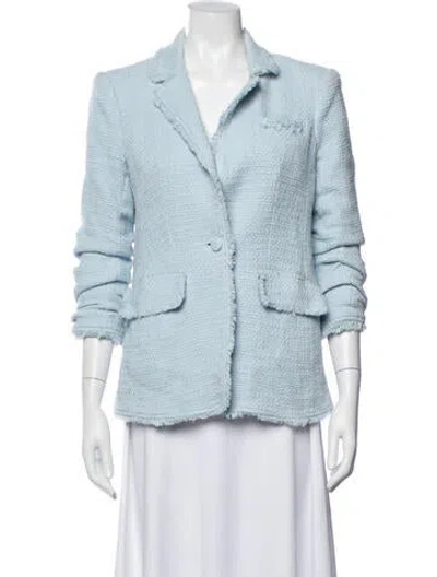 Pre-owned Cinq À Sept Tweed Pattern Blazer In Blue