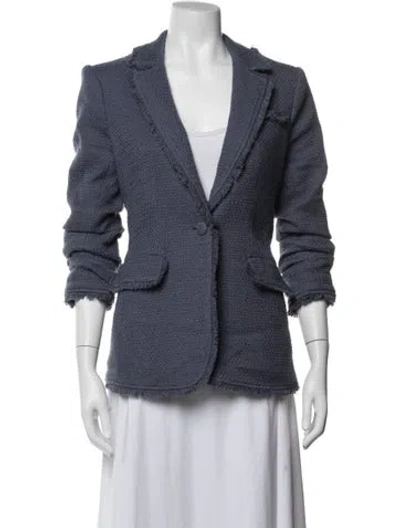 Pre-owned Cinq À Sept Tweed Pattern Blazer In Blue