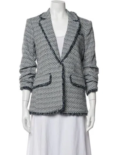 Pre-owned Cinq À Sept Tweed Pattern Blazer In Blue