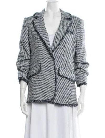 Pre-owned Cinq À Sept Tweed Pattern Blazer In Blue