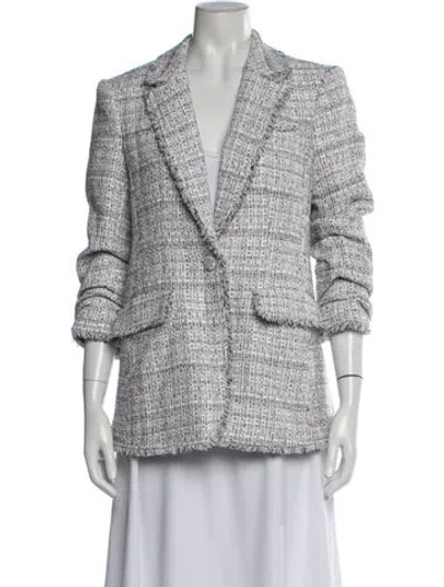 Pre-owned Cinq À Sept Tweed Pattern Blazer In Blue