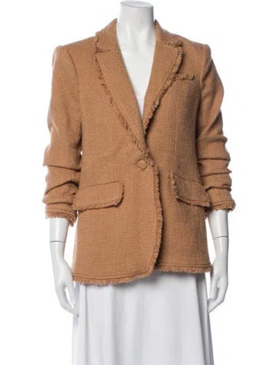 Pre-owned Cinq À Sept Tweed Pattern Blazer In Brown
