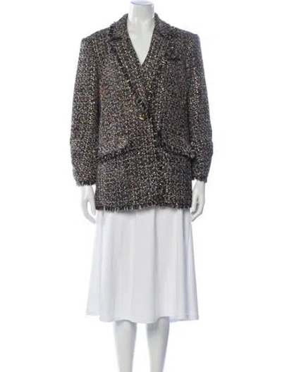 Pre-owned Cinq À Sept Tweed Pattern Blazer In Multi