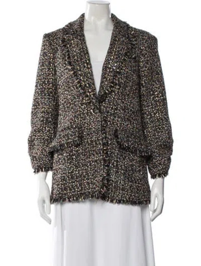 Pre-owned Cinq À Sept Tweed Pattern Blazer In Multi