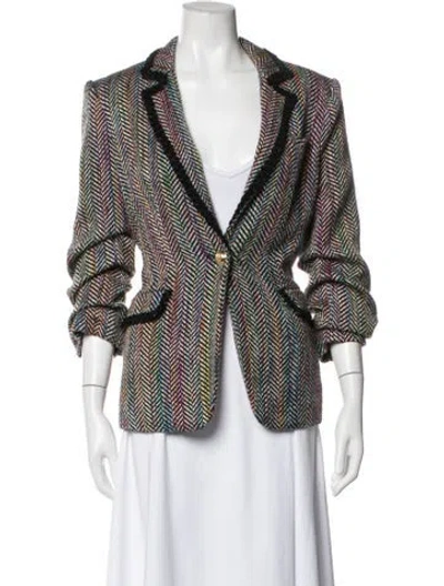 Pre-owned Cinq À Sept Tweed Pattern Blazer In Multicolor