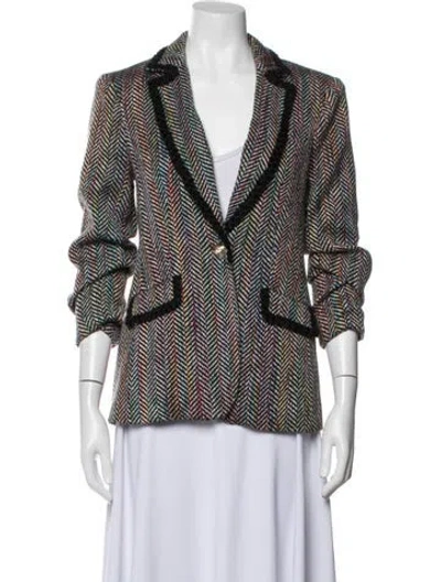 Pre-owned Cinq À Sept Tweed Pattern Blazer In Multicolor