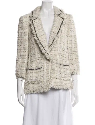 Pre-owned Cinq À Sept Tweed Pattern Blazer In Neutral