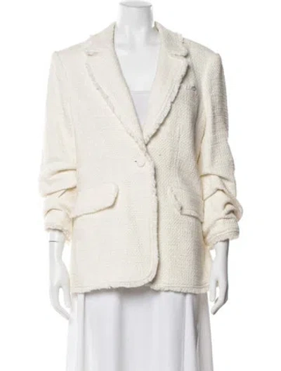 Pre-owned Cinq À Sept Tweed Pattern Blazer In Neutral