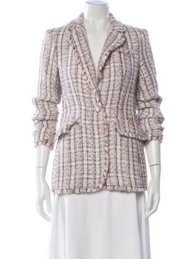 Pre-owned Cinq À Sept Tweed Pattern Blazer In Neutral