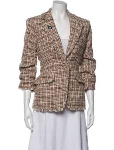 Pre-owned Cinq À Sept Tweed Pattern Blazer In Neutral