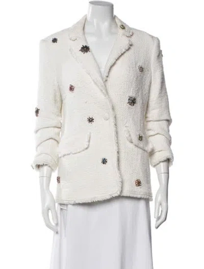 Pre-owned Cinq À Sept Tweed Pattern Blazer In Neutrals