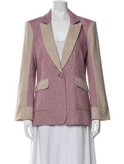 Pre-owned Cinq À Sept Tweed Pattern Blazer In Pink