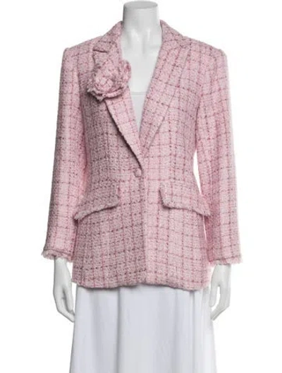 Pre-owned Cinq À Sept Tweed Pattern Blazer In Pink