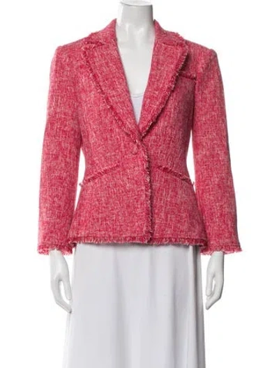Pre-owned Cinq À Sept Tweed Pattern Blazer In Pink