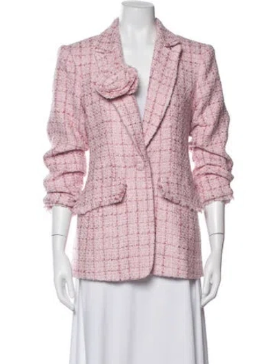 Pre-owned Cinq À Sept Tweed Pattern Blazer In Pink